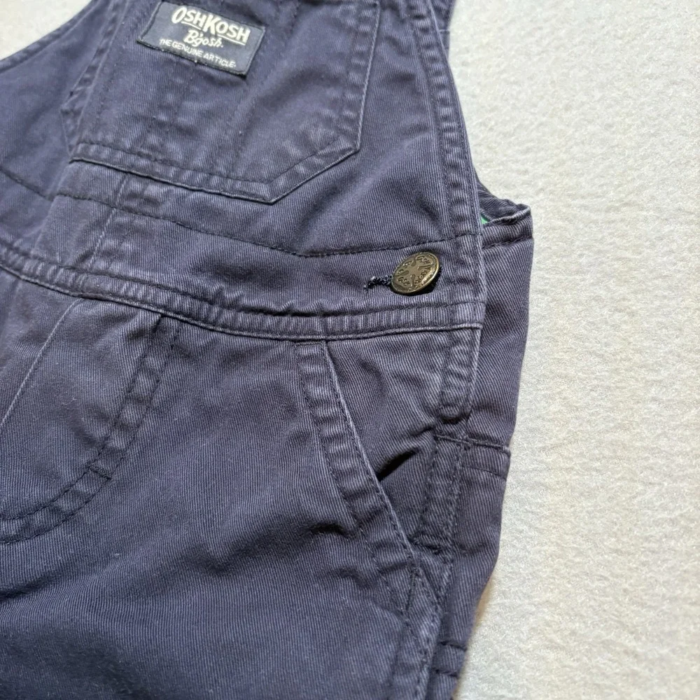 OshKosh B'gosh 12mos Overalls Navy Blue‎ Fleece Lined Snap Legs Adjustable Strap